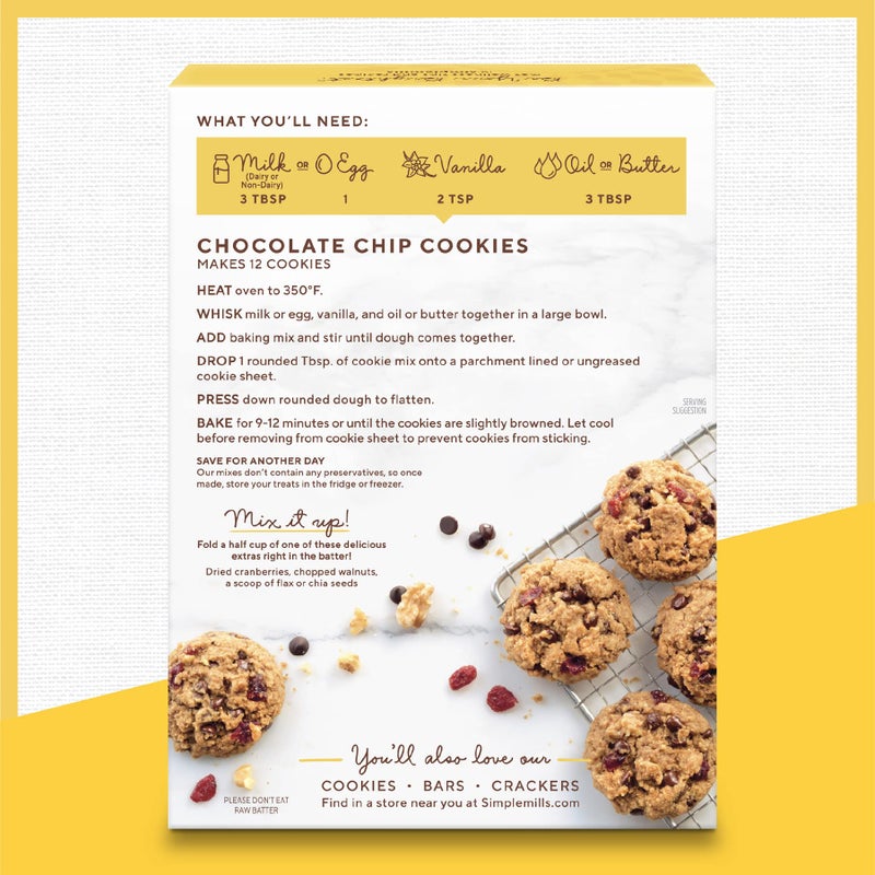 Simple Mills Almond Flour Crunchy Cookies, Chocolate Chip - Gluten Free, Vegan, Healthy Snacks, Made with Organic Coconut Oil, 5.5 Ounce (Pack of 6) - Image 5